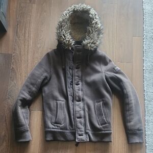 Abercrombie & Fitch Brown Jacket with Faux Fur Trim